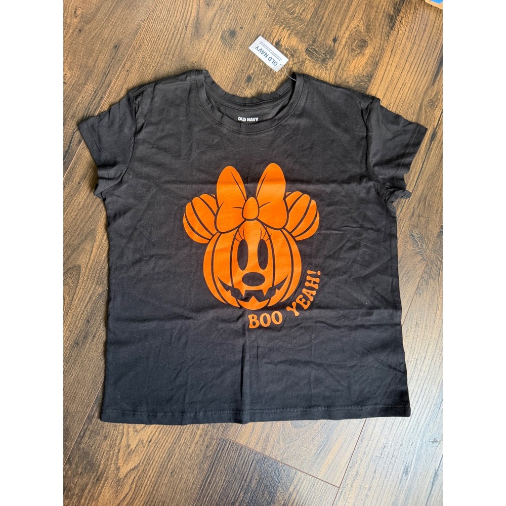 Old Navy Disney Girls Halloween Minnie Mouse Pumpkin T-Shirt Black XL 14-16 NWT